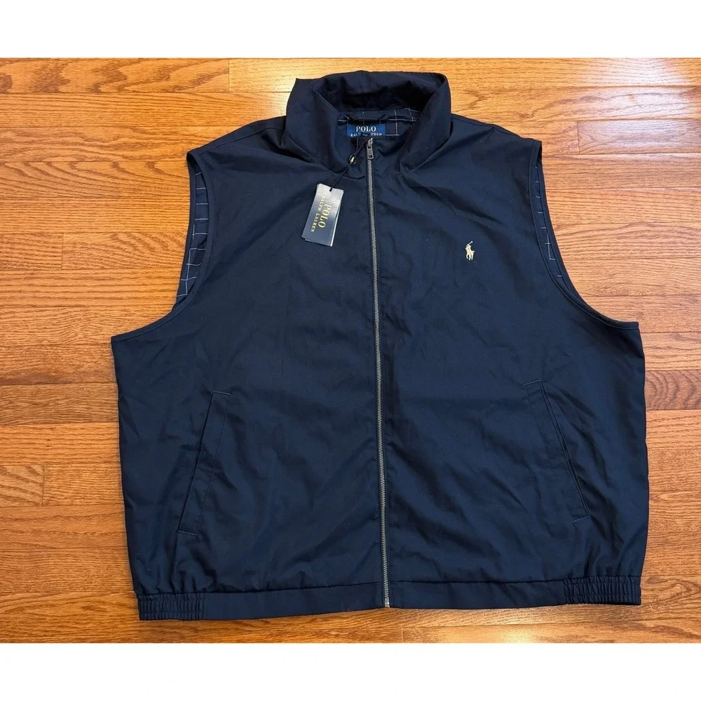 New Polo Ralph Lauren Vest Mens 3XB Big Aviator Navy Full Zip Lined Mockneck